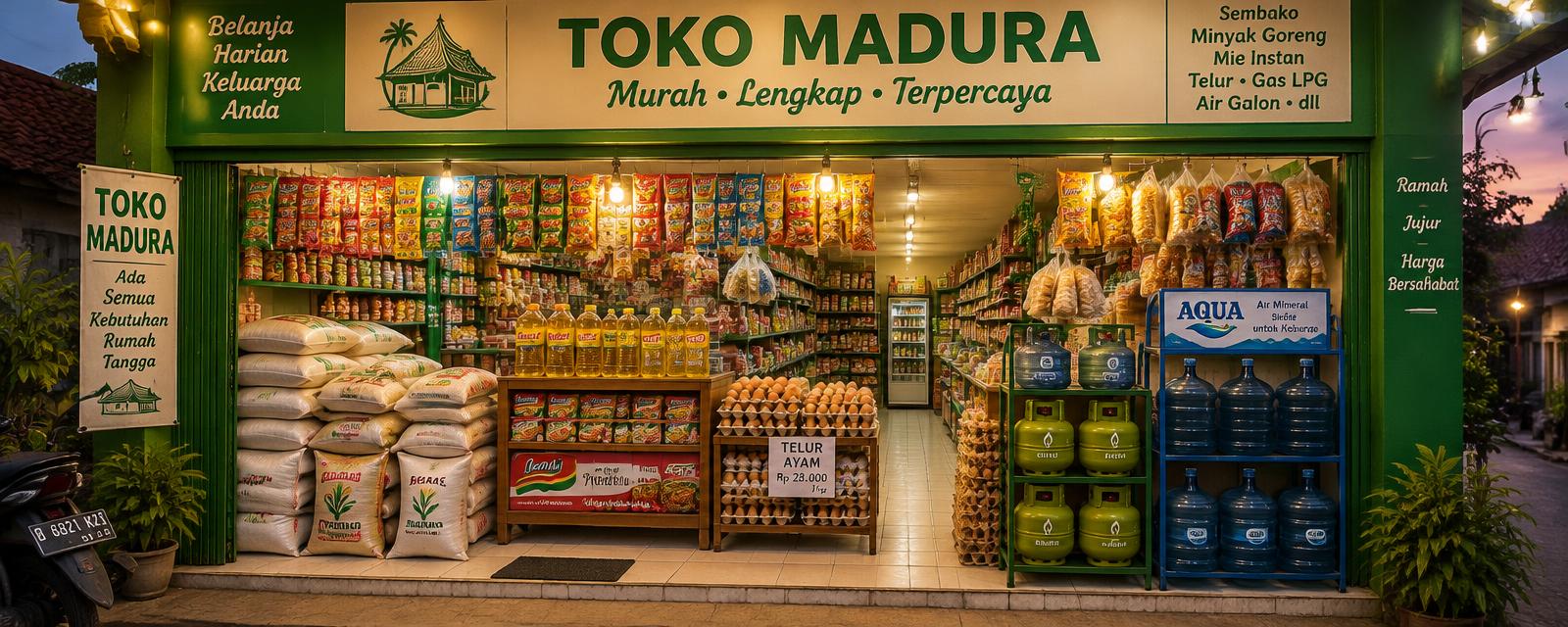 Suasana Toko Madura penuh sembako